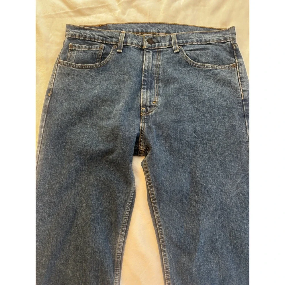 Levis 505‎ Jeans Mens 38x34 Blue Medium Wash Stretch Straight Denim Workwear